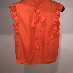 SheIn orange top with frill shoulders
